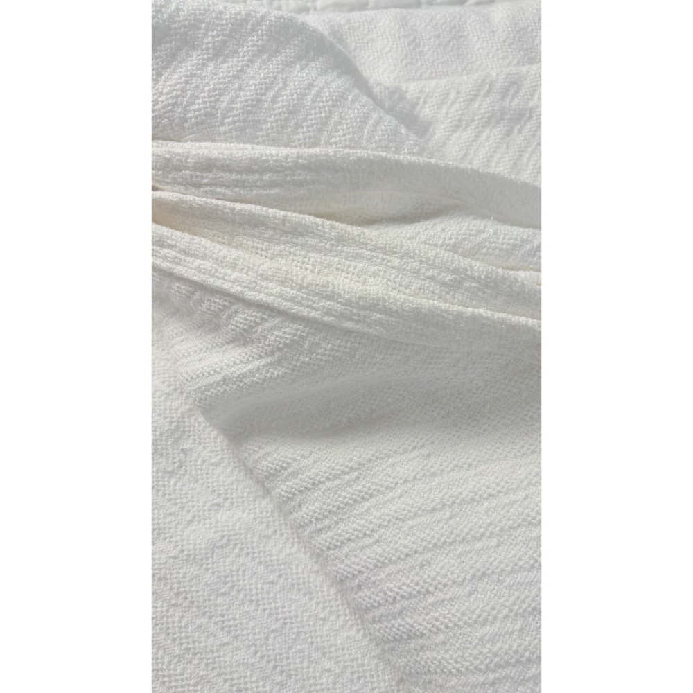 Vintage Fieldcrest Royal Velvet White Woven Cotton Full Queen Blanket Made USA - Picture 2 of 13